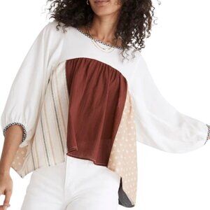 Madewell X La Reunion Upcycled Patchwork Peasant Shirt One Size